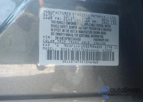 2019 Nissan Sentra Sv from USA, damaged, VIN 3N1AB7AP8KY246468